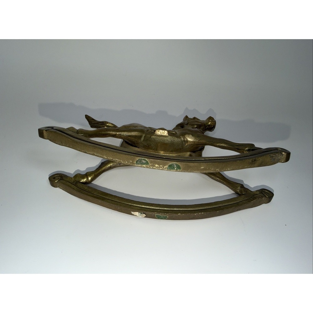 Vintage Brass Horse Figurine Solid‎ Brass Rocking Horse Equestrian Home Decor - Picture 4 of 6